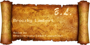 Broczky Lambert névjegykártya